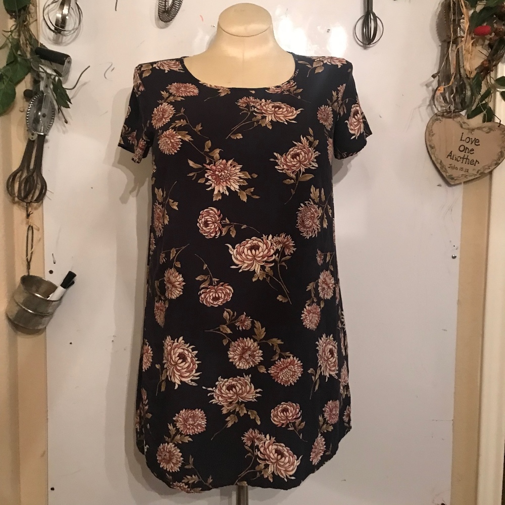 Forever 21 Navy Shirt with Flowers